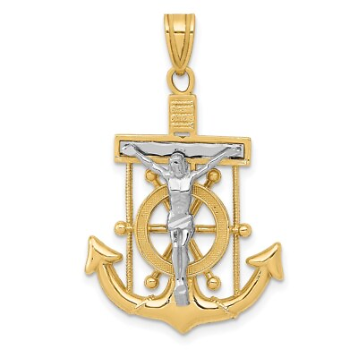 #ad 14k Two tone Gold Mariner#x27;s Cross Pendant Gift for Mom 2.73g L 35mm W 22mm $440.00