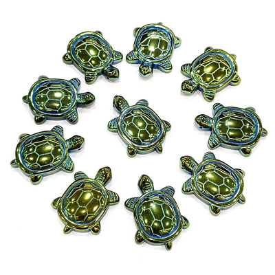 #ad 10pcs Green Carved Hematite Turtle Pendant Bead 40x40x7mm Jewelry Making $24.69