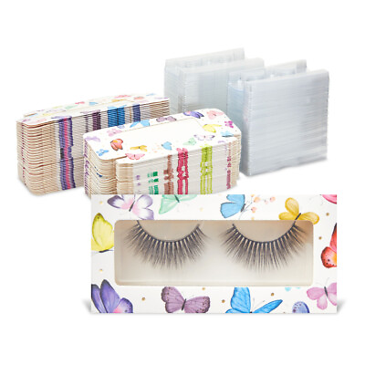 100x Eyelashes Packaging Box Case Empty Wholesale Bulk with Tray Pastel Butter $20.99