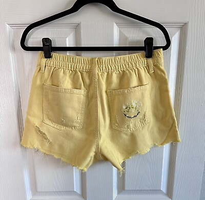 #ad AERIE WOMENS YELLOW CUT OFF SHORTS SZ SMALL $14.99