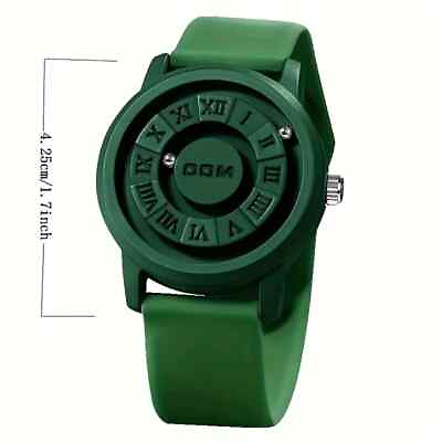 #ad DOM Magnetic Bead Mens Watch Green Novelty Dress Casual Faux Leather Band $28.95