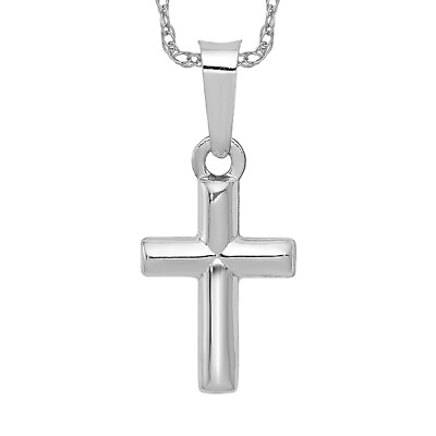 #ad 14K White Gold Latin Mexican Holy Cross Necklace Religious Pendant Jesus Chri... $439.00