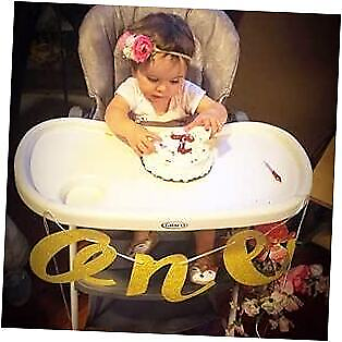 #ad Honbay 1 Set First Birthday High Chair ONE Banner Glitter Gold Baby 1st $8.47