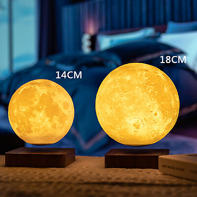 #ad NEW Magnetic Levitating Lamp Moon Desktop Rotating Night Light Rotatable 3 color $122.55