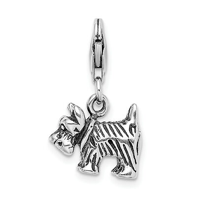 #ad Amore La Vita Silver Polished 3 D Antiqued Scottie Dog Charm with Fancy Lobster $35.27
