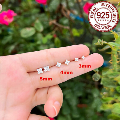 #ad Women Elegant Small Flower Cubic Zircon 925 Sterling Silver Stud Earrings 3 5mm $7.19