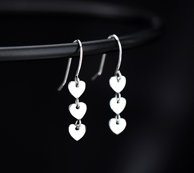 #ad Women Girl Dangle Drop Heart Stud 925 Sterling Silver Post Earrings K65 $4.95