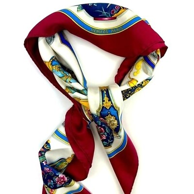#ad HERMES “Qu’importe Le Flacon Carre”35”x35” 90 Multicolor Silk 100% Scarf #1345 $416.50