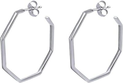 #ad Octagon Hoop Earrings Jewelry For Women in 925 Sterling Silver $46.91