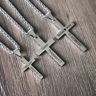 #ad Personalized Cross Necklace Valentine#x27;s day gift for Boyfriend Girlfriend $16.99