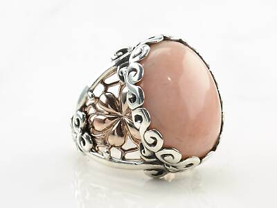 #ad Vintage Relios Silver Ring Rhodonite Oval Copper Filigree Sterling Size 7 1 4 $79.64