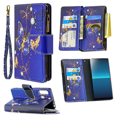 #ad Butterfly Zipper Wallet Phone Case For iPhone Samsung Xiaomi Huawei OPPO Moto $7.35