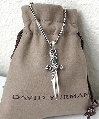 #ad David Yurman Waves Dagger Sterling Silver 28quot; Box Chain Necklace for Men $320.00