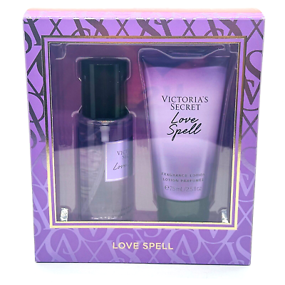 #ad 2 Piece Victoria#x27;s Secret LOVE SPELL Fragrance Lotion amp; Body Mist Mini Gift Set $19.95