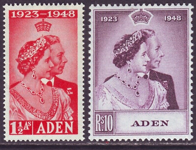 #ad Aden 1948 SC 30 31 MH Set Silver Wedding $26.00