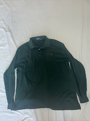 #ad Polo Ralph Lauren Mens Long Sleeve Polo Shirt Size L Green Cotton $17.00