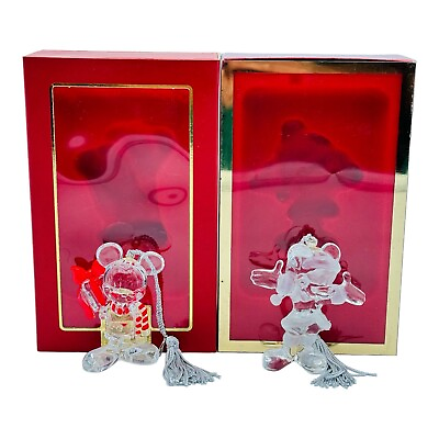 #ad Lenox Disney Mickey’s Christmas Gift amp; Mickey Mouse Santa Set Of 2 Ornaments NEW $44.95