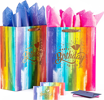 #ad #ad 13quot; 16.5quot; Large and Extra Large Gift Bags for Birthday Party with Tissue Paper $13.99