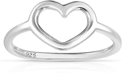 #ad 925 Solid Sterling Silver Heart Stackable Ring Band for Women amp; Girls Sizes 5 9 $13.99