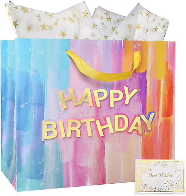#ad #ad 13#x27;#x27; Large Birthday Gift Bags with Card and Tissue Paper Recyclable Paper Gift $11.80