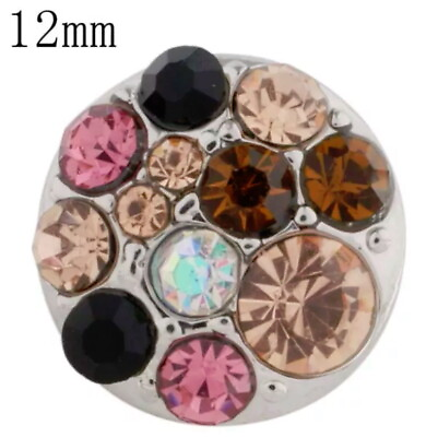 #ad Silver Brown Pink Cluster 12mm Mini Petite Snap Charm Button For Ginger Snaps $7.95