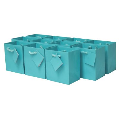 #ad #ad 12 Pack Mini Gift Bags Extra Small Teal Shopping Bags with Handles Turquo... $25.73