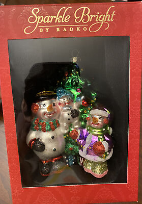 #ad Sparkle Bright by Radko Snowman Family Christmas Tree Glass Ornament 2012 $17.00