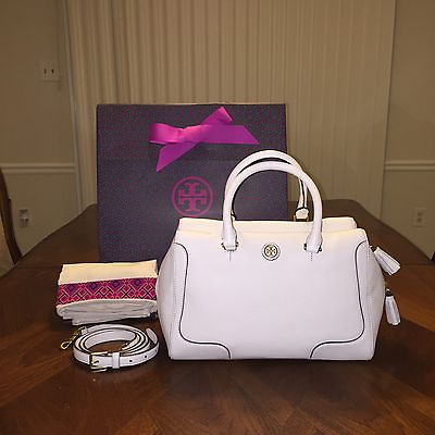 #ad NWT Tory Burch Frances Soft Satchel in New Ivory with Tory Gift Bag $399.99