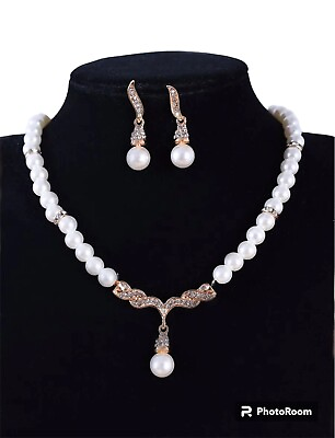 #ad Faux Pearls Necklace Earrings Angel Wings Beautiful Women Fashion Jewelry Sets $12.95