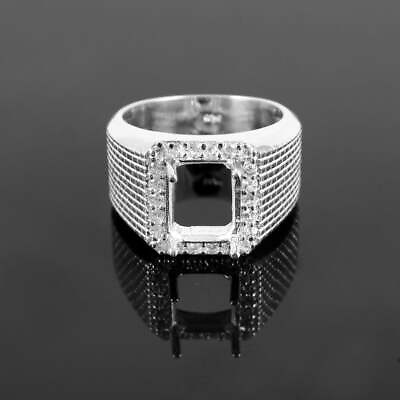 #ad Solid Silver Ring Setting Men 8x10 mm Emerald Cut Engagement Semi Mount Rings $41.54