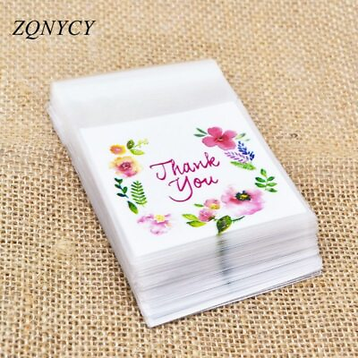#ad #ad 50 100Pcs Plastic Bags Thank you Cookieamp;Candy Bag Self Adhesive For Wedding $7.50