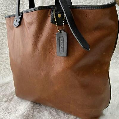 #ad Rare Out of Edition COACH Tote Bag All Leather A4 Shoulder Strap 71329 $120.85