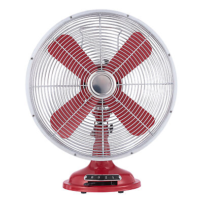#ad Red 12quot; Retro 3 Speed Metal Tilted Head Oscillation Home Office Table Fan Safety $37.70
