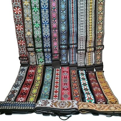 #ad Guitar Strap Bohemian Style Embroidery Cotton Electric Acoustic Adjustable Soft $8.24