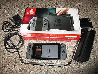 #ad Nintendo Switch System 32GB Console w Gray Joy Cons Charger Dock w Box $219.95