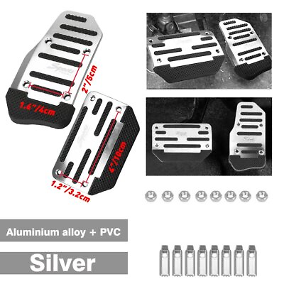 #ad Silver Universal Non Slip Automatic Gas Brake Foot Pedal Pad Cover Car NEW Parts $11.99