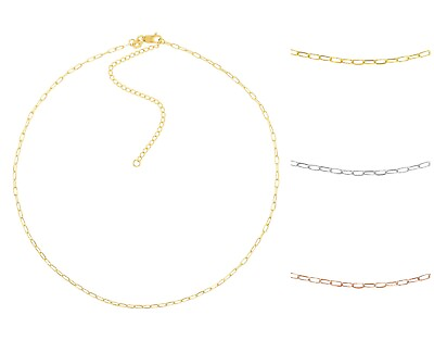 #ad Paperclip Link Chain Choker Necklace Women Solid 14K Yellow White Rose Real Gold $249.60