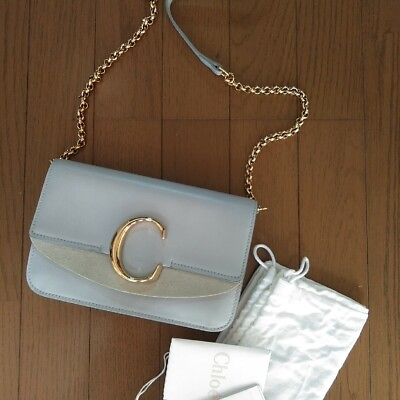 #ad Chloe Women#x27;s Crossbody Chain Shoulder bag Leather Lavender White Logo Button $499.00