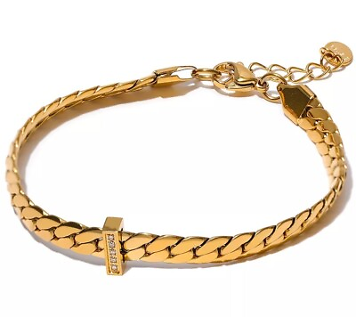 #ad 18k Vintage Yellow Gold Plated Women Antique Cubic Zirconia Fine Bracelet Bangle AU $21.80