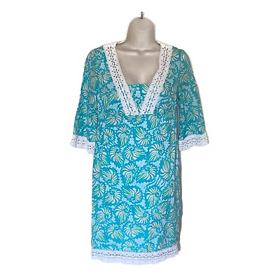 #ad Lilly Pulitzer Size 2 Dress Resort Cruise Wear Cotton Lace Crochet Trim $28.99
