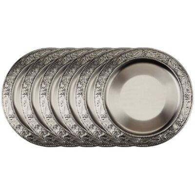 13quot; Embossed Victoria Set Of 6 Charger Plates Antique Pewter Finish amp;amp $84.12