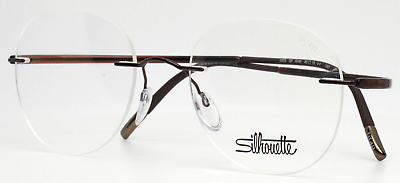 #ad SILHOUETTE 5523 GP 6040 Brown Mens Round Rimless Eyeglasses 49 19 150 B:44 $179.99