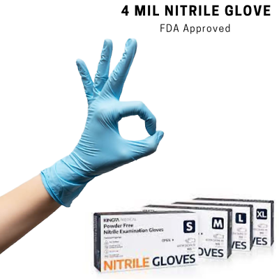 #ad Kingfa Blue Nitrile Medical FDA Powder Free Disposable 4 mil Thickness glove $89.99