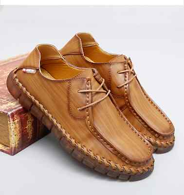 #ad Lace Up Soft Spring Fashion Round Toe Casual Dress Leather Men#x27;s Flats Shoes 47 $58.49