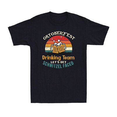 #ad Oktoberfest Drinking Team Let#x27;s Get Schnitzel Faced German Beer Men#x27;s T Shirt $19.99