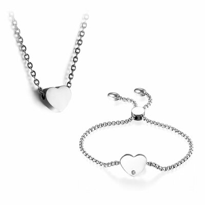#ad Stainless Steel Pendant Necklace Bangle Bracelet Adjustable Women#x27;s Jewelry Set $12.99