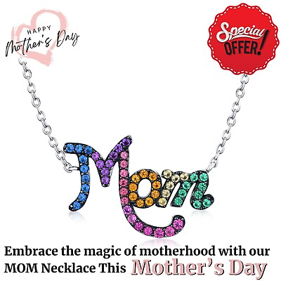 #ad Mother Day Pendant Sterling Silver Necklace for Mom Sparkling Stone Jewelry Gift $19.99