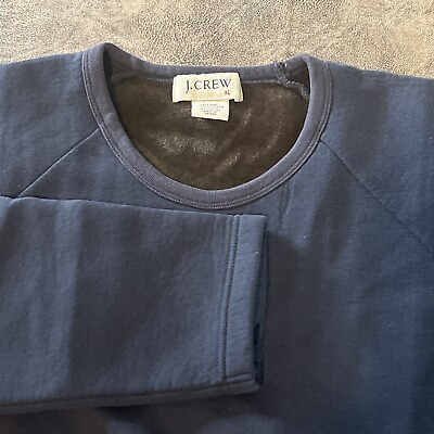 #ad J Crew Men#x27;s XL Sweatshirt Blue Fleece Crew Neck Pullover Raglan Long Sleeve $19.95