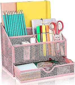 #ad Desk Organizer Office AccessoriesUpgraded Multi 5 Compartments Pink B $32.38