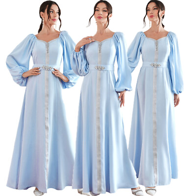 #ad Elegant Women Muslim Abaya Long Maxi Dress Dubai Cocktail Party Dress Arab Gown C $46.50